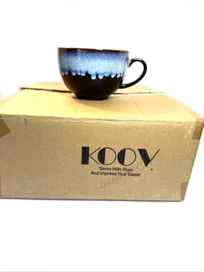 *KOOV Ceramic Soup Mug with Handles Blue Set of 4 NEW - Picture 1 of 7