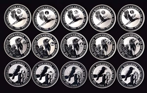 1996, 97, 98 European Country Privy Mark - Silver Kookaburra Set 15 x 1oz Coins - Picture 1 of 15