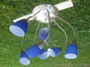 7er Schwanenhals-Leuchter, Lampe, 7-armig, 230V, Deckenlampe Deckenleuchte, blau - Bild 1 von 7