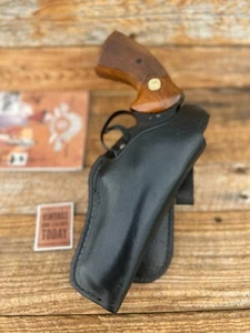 Vintage Tex Shoemaker 6PL Black Leather Paddle Holster For Colt Python Trooper 4 - Picture 1 of 3