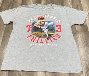 MAJESTIC MLB PHILADEPHIA PHILLIES #3 BRYCE HARPER CARICATURE CARTOON T-SHIRT L - Picture 1 of 5