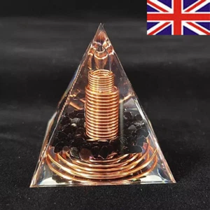 Copper Coil Spiral Orgonite Pyramid Obsidian Orgone Meditation Healing Energy - Picture 1 of 6