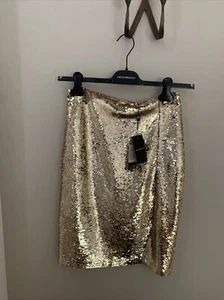 NWT Emporio Armani Women's Gold Sequined Skirt. Size 40. New. USD 295. Sold Out! - Picture 1 of 16
