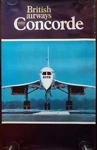 Rare Original 1980s British Airways Travel Poster Concorde on Runway 25" x 40" - Picture 1 of 6