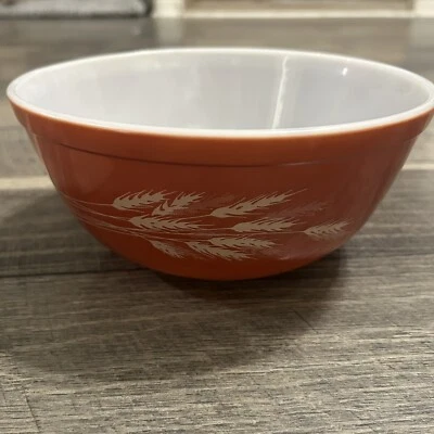 Vintage PYREX Autumn Harvest Wheat Pattern Nesting Mixing Bowl #403  2.5 Liter - Image 1 of 4