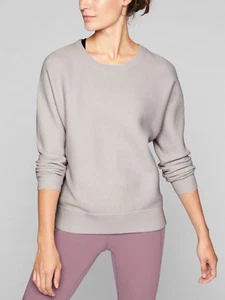 Suéter Térmico ATHLETA Nido de Abeja Dolman, Nuevo con Etiquetas Mediano, Gris Claro ¡Lana Lavable! - Imagen 1 de 3