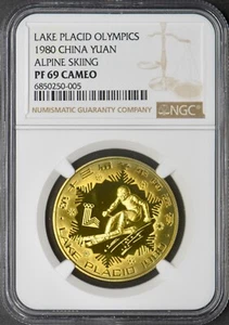 1980 China Yuan Lake Placid Olympics Alpine Skiing NGC PF69 Cameo ✪COINGIANTS✪ - Picture 1 of 2