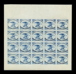 US #5L; 5¢ blue AMERICAN LETTER MAIL Co., NGAI REPRINT SHEET OF 20 ON THIN PAPER - Picture 1 of 2