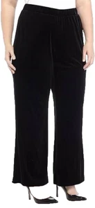 NEW RUBY RD BLACK WIDE LEG VELVET PANTS SIZE L - Picture 1 of 2