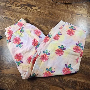 Boho Ethnic Woven Pants Size L Orange Floral Long - Picture 1 of 11
