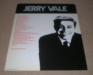 Jerry Vale Columbia Records VINTAGE LP Record Bin Divider Card RARE - Picture 1 of 1