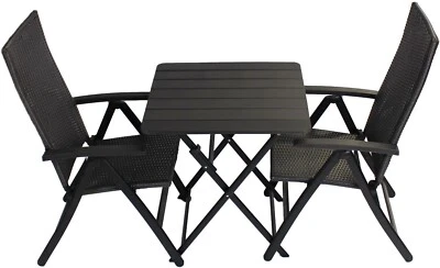 Balkonset 3Tlg. Klappstühle Klapptisch Polyrattan Bistro-Set Gartenmöbel Grau - Bild 1 von 4