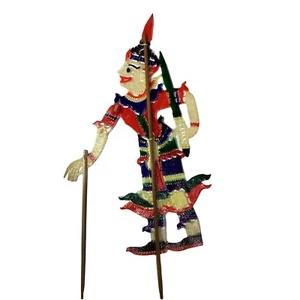 Bemalte Schattenspiel Lederpuppe Wayang Kulit handgefertigt Vintage Thai Theater - Bild 1 von 9
