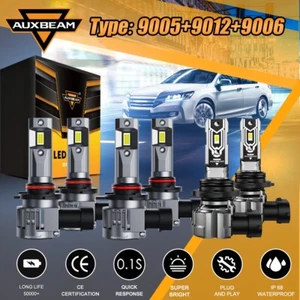 AUXBEAM 9005 9012 9006 Combo LED Headlight High Low Beam Fog Bulbs 6500K Bright - Picture 1 of 12