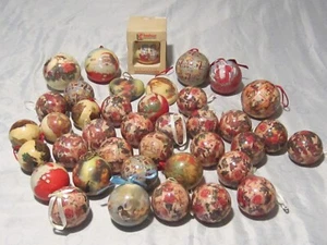 37 Vintage Pappmaché Decoupage Viktorianischer Weihnachtsschmuck - Bild 1 von 20