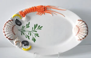 BASSANO CERAMICA piatto/piatto ovale 35 cm CONCHIGLIA LUNGA STOVIGLIE MEDITERRANEE - Foto 1 di 1