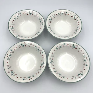 Juego de 4 cuencos de cereales de frutas de verano de fresas de gres genuino de 7" Di x 2" H - Imagen 1 de 6