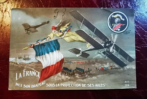 CPA AVIATION PATRIOTIQUE - Sous La Protection de ses Ailes La France met Drapeau - Bild 1 von 2