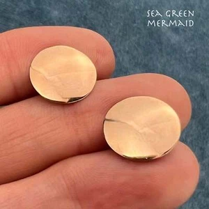 14 Karat Gelbgold Runde Scheiben Vollmond Mond Ohrringe. 1/2" - Bild 1 von 12