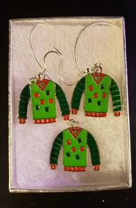 Ugly Sweater Ornaments Set - 24" Silver Snake Chain - Lobster Clasp - Picture 1 of 3