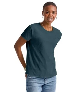 Hanes Womens Essentials Oversized Fit Cotton T-Shirt Metallic Teal Size 2XL - Picture 1 of 3