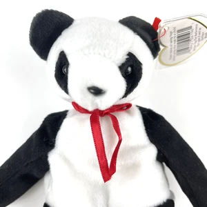 Ty Beanie Babys Panda Bär Glück neu mit Etikett Sitzsack Plüschtier Kuscheltier - Bild 1 von 6