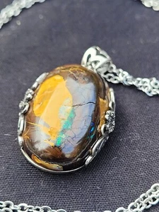 Pendentif ARGENT 925 Opale Boulder Australienne - Foto 1 di 6