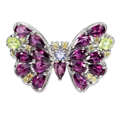 925 Sterling Silber Ring Rhodolith Peridot Saphir Tansanit Edelstein Schmuck 9 - Bild 1 von 4