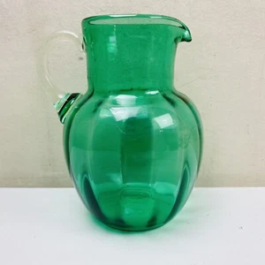 Blenko Art Glass vintage Green controlled bubble Pitcher estate find Rare - Picture 1 of 21