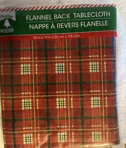Plaid Christmas Tablecloth 52 x 70 - Picture 1 of 3