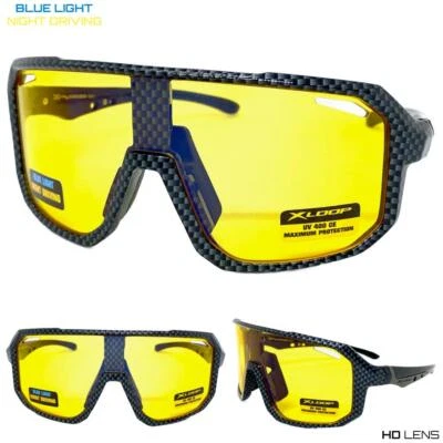 Wrap Shield High Definition Blue Light Night Driving HD Yellow Lens SUN GLASSES - Image 1 of 4
