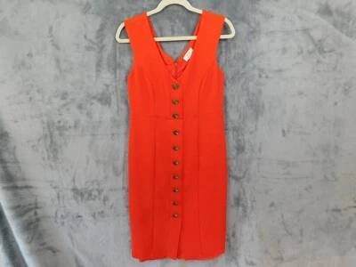 Vestido Anthropologie Maeve Mujer Medio Rojo Midi Vaina Abotonada Cuello en V Elástico Foto 1 de 4