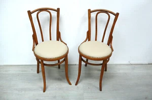 2 Thonet Stühle Kaffeehausstühle, Nußbaum Natur + neu bezogen - Bild 1 von 6