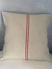 Peony & Sage Sage Cushion Cover Grainsack Linen Fabric Charcoal Striped 30cm
