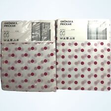 Ikea Gronska Prickar Hot Pink Polka Dots Semi Sheer 4 Curtain Panels 57" x 98"
