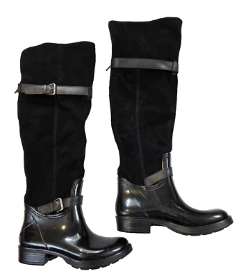 Botas hasta la rodilla negras vintage Nine West para mujer talla 6 botas de gamuza y cuero Foto 1 de 4