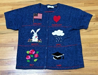 Cárdigan Suéter Vintage Classics by Marisa Christina Teacher Mujer L Azul Foto 1 de 4