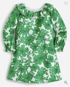 NWT J.Crew Crewcuts Ruffle Collar Floral Dress Green  - Girls Size 10 - Picture 1 of 5