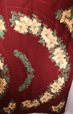 52"L x 56"W Jo-Ann Fabric 2 Panels Poinsettia Christmas White Flower Tree Skirt