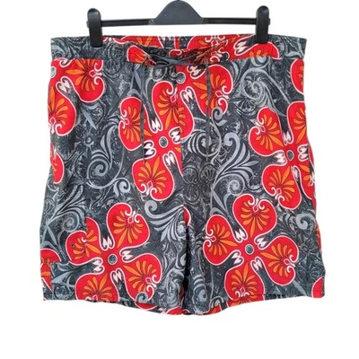 Pantalones Cortos De Colección Gotcha Para Hombre XL Gris Floral Hawaiano Natación Viaje Playa Foto 1 de 4