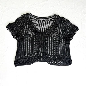 Bolero crochet negro encogerse de hombros con un toque boho - Imagen 1 de 8