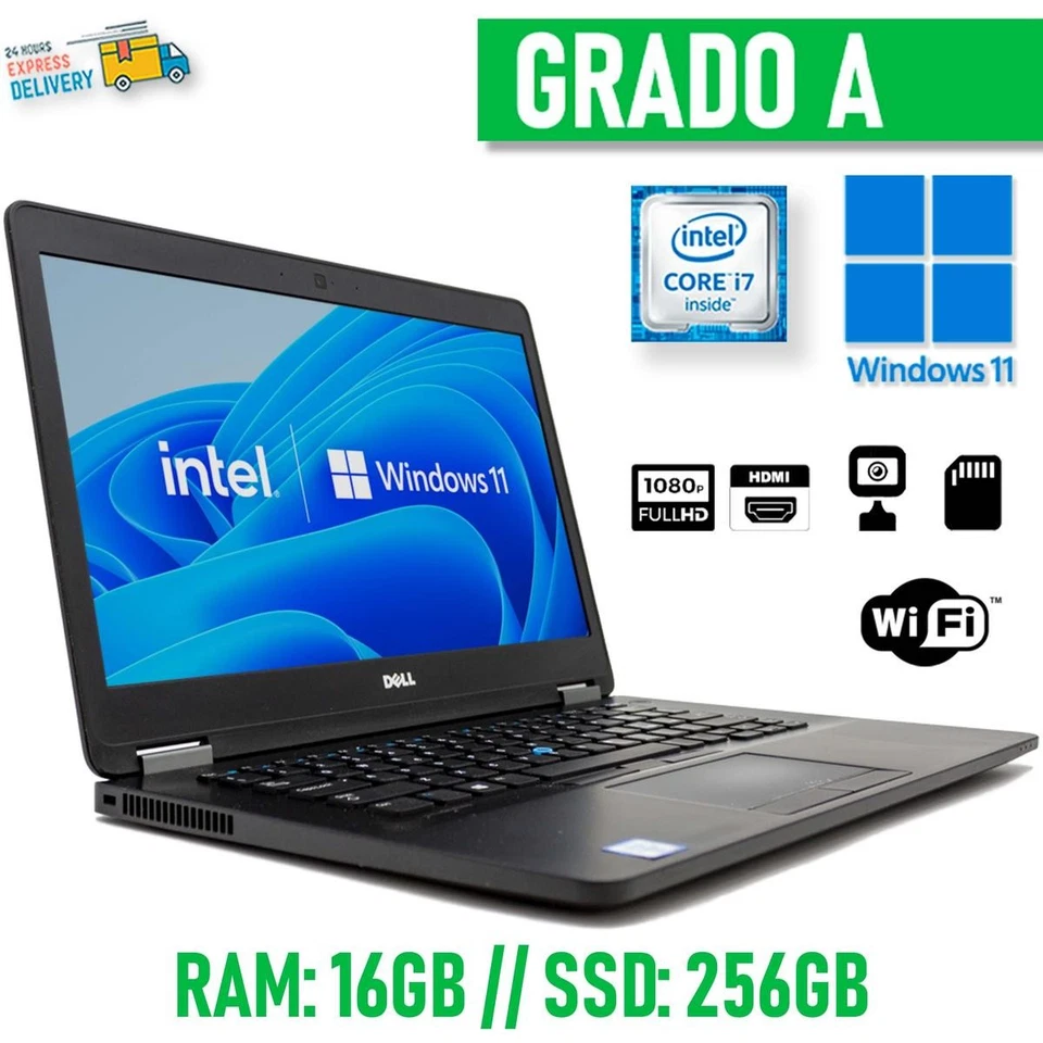 Notebook Dell E7470 I7 14" FHD Windows 11 Pro 16gb 256gb PC Compu Renovado - Imagen 1 de 4