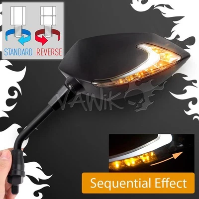 VAWiK LUCIFER Black Mirror Hi-Rise Stem & LED Serial Effect fits YAMAHA Dragstar - Image 1 of 4