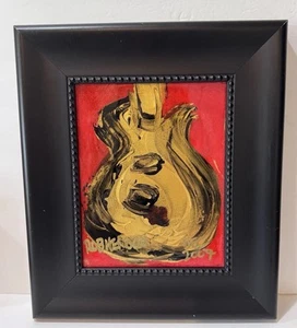 Rob Hendon Guitar Art Red and Gold Framed Nashville Acrylic on Canvas 2007 RARE - Picture 1 of 4