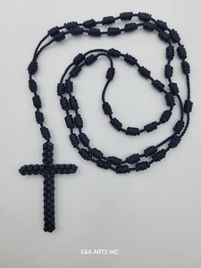 Nylon Rosenkranz geknotete Kordel schwarz Rosario Negro de Cordon - Bild 1 von 10