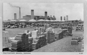 The Brazil Clay Company Tile Factory Yard View Brazil, IN Vtg 1950's Postcard - Picture 1 of 2