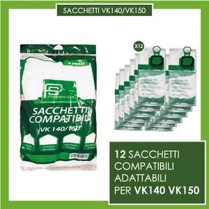 12 SACCHETTI COMPATIBILI PER VORWERK FOLLETTO VK140 150 (NO VK 200 220S 135 131) - Foto 1 di 2