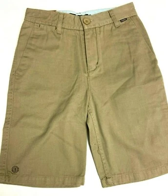 $45 Element Boys Shorts Sz 10(25), 12(26) NWT Youth Tan Chino Cotton 9" Inseam  - Image 1 of 4