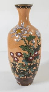 Jarrón antiguo japonés esmaltado Cloisonne con diseño de flores tal cual - Imagen 1 de 16