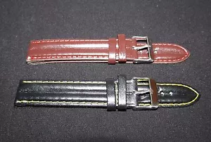 2x 18mm Nero con Punti Gialli, Marrone con Cinturini St Rosso per Orologio da Polso - Foto 1 di 4